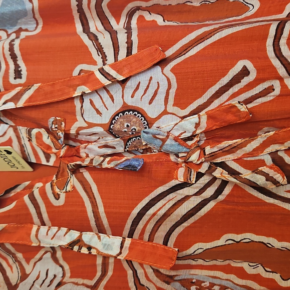 NWT Jodifl Floral Print Boho Midi Dress Viscose W Pockets Maxi Bishop Sleeves M - Picture 9 of 9